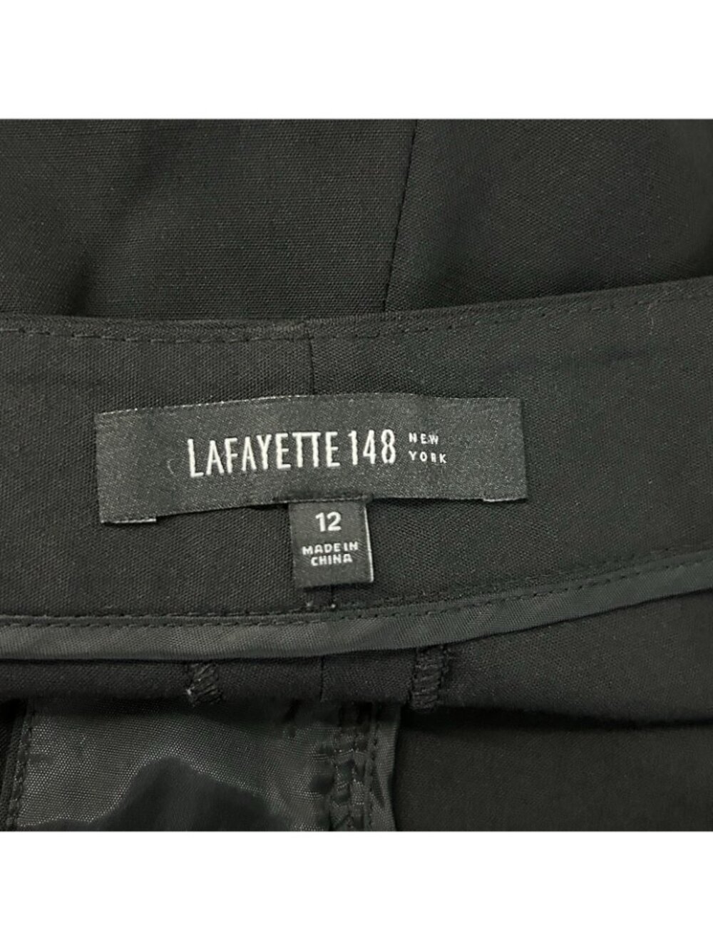 LAFAYETTE 148 NY 'Menswear' Virgin Wool Dress Pants Trousers Women’s 12 Black - Picture 5 of 16